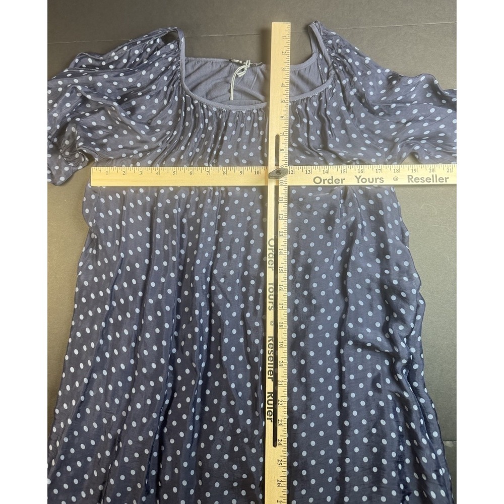 M Made in Italy Womens Mini Dress Polka Dot Black Gray Size S NWT Cold Shoulder - Picture 4 of 6